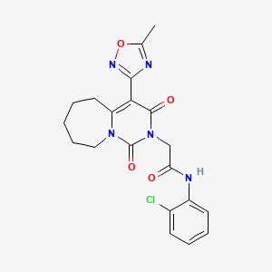 molecular formula C20H20ClN5O4 B2856563 N-(2-chlorophenyl)-2-[4-(5-methyl-1,2,4-oxadiazol-3-yl)-1,3-dioxo-1H,2H,3H,5H,6H,7H,8H,9H-pyrimido[1,6-a]azepin-2-yl]acetamide CAS No. 1775403-62-7