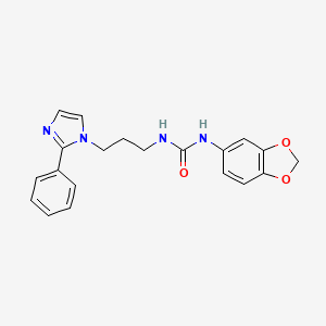 molecular formula C20H20N4O3 B2856643 1-(2H-1,3-benzodioxol-5-yl)-3-[3-(2-phenyl-1H-imidazol-1-yl)propyl]urea CAS No. 1421443-38-0