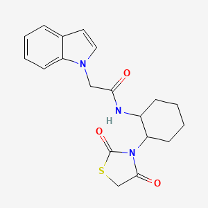 molecular formula C19H21N3O3S B2856675 N-(2-(2,4-dioxothiazolidin-3-yl)cyclohexyl)-2-(1H-indol-1-yl)acetamide CAS No. 1207008-67-0