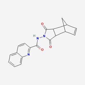molecular formula C19H15N3O3 B2856696 N-(1,3-dioxo-3a,4,7,7a-tetrahydro-1H-4,7-methanoisoindol-2(3H)-yl)quinoline-2-carboxamide CAS No. 380871-47-6