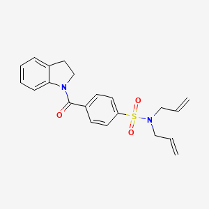 molecular formula C21H22N2O3S B2856715 N,N-diallyl-4-(indoline-1-carbonyl)benzenesulfonamide CAS No. 393838-30-7