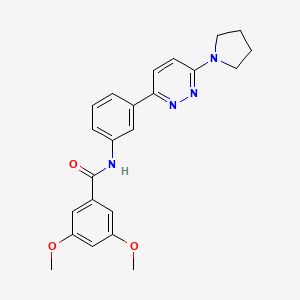 molecular formula C23H24N4O3 B2856720 3,5-dimethoxy-N-(3-(6-(pyrrolidin-1-yl)pyridazin-3-yl)phenyl)benzamide CAS No. 922688-45-7