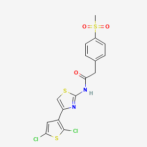 B2856722 N-(4-(2,5-dichlorothiophen-3-yl)thiazol-2-yl)-2-(4-(methylsulfonyl)phenyl)acetamide CAS No. 941971-49-9
