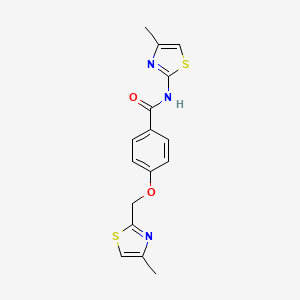 molecular formula C16H15N3O2S2 B2856730 N-(4-methyl-1,3-thiazol-2-yl)-4-[(4-methyl-1,3-thiazol-2-yl)methoxy]benzamide CAS No. 1251564-29-0