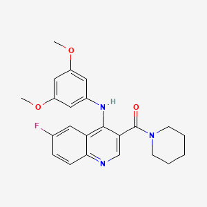 molecular formula C23H24FN3O3 B2856732 N-(3,5-dimethoxyphenyl)-6-fluoro-3-(piperidine-1-carbonyl)quinolin-4-amine CAS No. 1189507-31-0