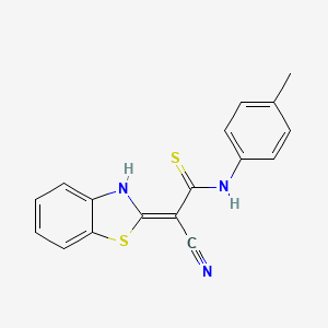 B2856792 2-(1,3-Benzothiazol-2-yl)-3-[(4-methylphenyl)amino]-3-sulfanylprop-2-enenitrile CAS No. 380190-07-8