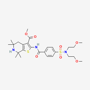 molecular formula C26H37N3O7S2 B2856850 methyl 2-{4-[bis(2-methoxyethyl)sulfamoyl]benzamido}-5,5,7,7-tetramethyl-4H,5H,6H,7H-thieno[2,3-c]pyridine-3-carboxylate CAS No. 489471-23-0