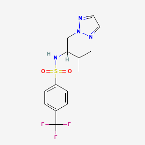 molecular formula C14H17F3N4O2S B2856865 N-(3-methyl-1-(2H-1,2,3-triazol-2-yl)butan-2-yl)-4-(trifluoromethyl)benzenesulfonamide CAS No. 2034407-05-9