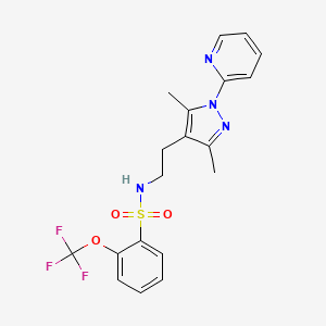 molecular formula C19H19F3N4O3S B2856891 N-(2-(3,5-dimethyl-1-(pyridin-2-yl)-1H-pyrazol-4-yl)ethyl)-2-(trifluoromethoxy)benzenesulfonamide CAS No. 2034620-57-8