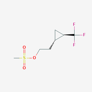 molecular formula C7H11F3O3S B2856893 rac-2-[(1R,2S)-2-(trifluoromethyl)cyclopropyl]ethylmethanesulfonate,trans CAS No. 2408937-91-5