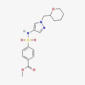 molecular formula C17H21N3O5S B2856900 methyl 4-({1-[(oxan-2-yl)methyl]-1H-pyrazol-4-yl}sulfamoyl)benzoate CAS No. 2034613-27-7