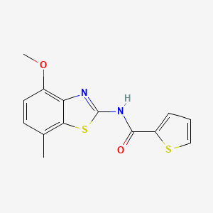 molecular formula C14H12N2O2S2 B2856902 N-(4-methoxy-7-methyl-1,3-benzothiazol-2-yl)thiophene-2-carboxamide CAS No. 905692-47-9