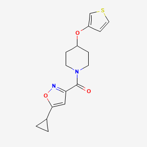 molecular formula C16H18N2O3S B2856939 (5-Cyclopropylisoxazol-3-yl)(4-(thiophen-3-yloxy)piperidin-1-yl)methanone CAS No. 2034302-50-4