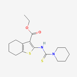 molecular formula C17H24N2O2S2 B2856964 ethyl 2-[(piperidine-1-carbothioyl)amino]-4,5,6,7-tetrahydro-1-benzothiophene-3-carboxylate CAS No. 380342-37-0