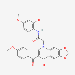 molecular formula C28H24N2O8 B2856980 N-(2,4-dimethoxyphenyl)-2-[7-(4-methoxybenzoyl)-8-oxo-2H,5H,8H-[1,3]dioxolo[4,5-g]quinolin-5-yl]acetamide CAS No. 866342-99-6