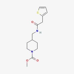molecular formula C14H20N2O3S B2856998 Methyl 4-((2-(thiophen-2-yl)acetamido)methyl)piperidine-1-carboxylate CAS No. 1235059-43-4
