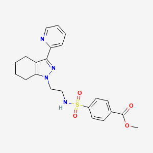 molecular formula C22H24N4O4S B2857002 methyl 4-({2-[3-(pyridin-2-yl)-4,5,6,7-tetrahydro-1H-indazol-1-yl]ethyl}sulfamoyl)benzoate CAS No. 1796967-04-8