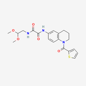 molecular formula C20H23N3O5S B2857005 N-(2,2-dimethoxyethyl)-N'-[1-(thiophene-2-carbonyl)-1,2,3,4-tetrahydroquinolin-6-yl]ethanediamide CAS No. 899983-33-6