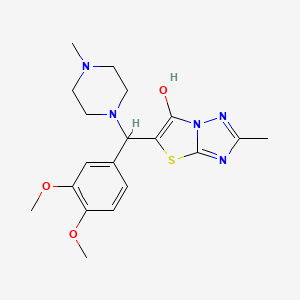 molecular formula C19H25N5O3S B2857016 5-((3,4-Dimethoxyphenyl)(4-methylpiperazin-1-yl)methyl)-2-methylthiazolo[3,2-b][1,2,4]triazol-6-ol CAS No. 851809-89-7