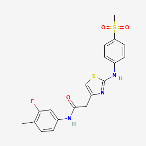 N-(3-fluoro-4-methylphenyl)-2-(2-((4-(methylsulfonyl)phenyl)amino)thiazol-4-yl)acetamide
