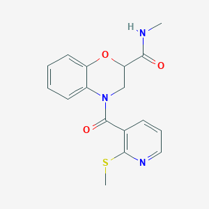 molecular formula C17H17N3O3S B2857071 N-Methyl-4-(2-methylsulfanylpyridine-3-carbonyl)-2,3-dihydro-1,4-benzoxazine-2-carboxamide CAS No. 1280824-06-7