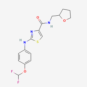 2-((4-(difluoromethoxy)phenyl)amino)-N-((tetrahydrofuran-2-yl)methyl)thiazole-4-carboxamide