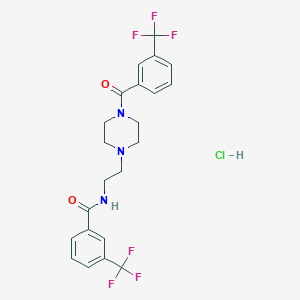 molecular formula C22H22ClF6N3O2 B2857107 3-(trifluoromethyl)-N-(2-{4-[3-(trifluoromethyl)benzoyl]piperazin-1-yl}ethyl)benzamide hydrochloride CAS No. 51673-26-8