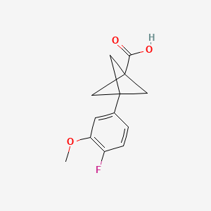 molecular formula C13H13FO3 B2857111 3-(4-Fluoro-3-methoxyphenyl)bicyclo[1.1.1]pentane-1-carboxylic acid CAS No. 2287299-93-6