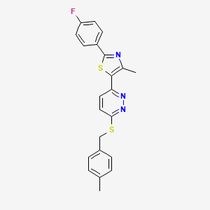 2-(4-Fluorophenyl)-4-methyl-5-(6-((4-methylbenzyl)thio)pyridazin-3-yl)thiazole