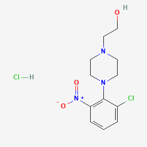 molecular formula C12H17Cl2N3O3 B2857119 2-[4-(2-Chloro-6-nitrophenyl)piperazin-1-yl]-ethanol hydrochloride CAS No. 1052149-18-4