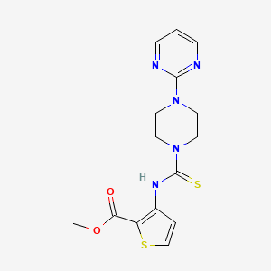 B2857157 Methyl 3-(((4-pyrimidin-2-ylpiperazinyl)thioxomethyl)amino)thiophene-2-carboxylate CAS No. 1022587-39-8