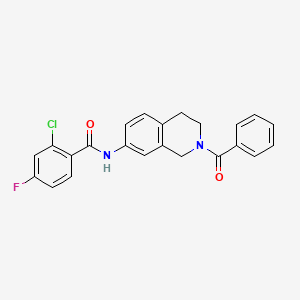 molecular formula C23H18ClFN2O2 B2857164 N-(2-benzoyl-1,2,3,4-tetrahydroisoquinolin-7-yl)-2-chloro-4-fluorobenzamide CAS No. 955744-78-2
