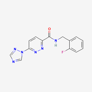 molecular formula C14H11FN6O B2857169 N-(2-fluorobenzyl)-6-(1H-1,2,4-triazol-1-yl)pyridazine-3-carboxamide CAS No. 1448033-45-1