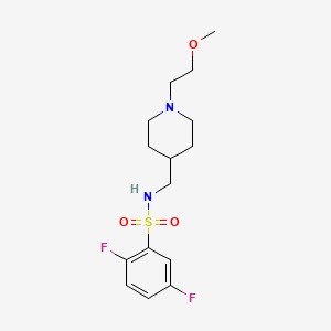 molecular formula C15H22F2N2O3S B2857196 2,5-difluoro-N-((1-(2-methoxyethyl)piperidin-4-yl)methyl)benzenesulfonamide CAS No. 953258-51-0