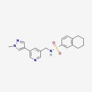 molecular formula C20H22N4O2S B2857202 N-((5-(1-methyl-1H-pyrazol-4-yl)pyridin-3-yl)methyl)-5,6,7,8-tetrahydronaphthalene-2-sulfonamide CAS No. 2034310-35-3