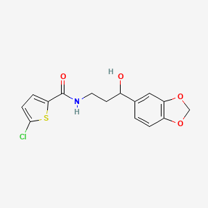 molecular formula C15H14ClNO4S B2857207 N-(3-(benzo[d][1,3]dioxol-5-yl)-3-hydroxypropyl)-5-chlorothiophene-2-carboxamide CAS No. 1421528-24-6