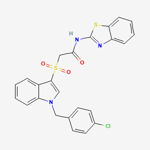 molecular formula C24H18ClN3O3S2 B2857245 N-(benzo[d]thiazol-2-yl)-2-((1-(4-chlorobenzyl)-1H-indol-3-yl)sulfonyl)acetamide CAS No. 850933-07-2