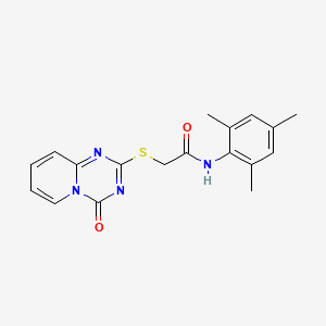 molecular formula C18H18N4O2S B2857248 N-mesityl-2-((4-oxo-4H-pyrido[1,2-a][1,3,5]triazin-2-yl)thio)acetamide CAS No. 896326-22-0