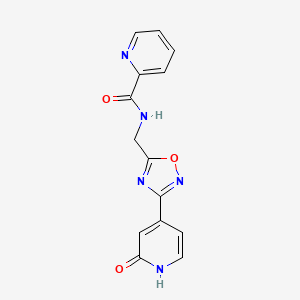 molecular formula C14H11N5O3 B2857253 N-((3-(2-oxo-1,2-dihydropyridin-4-yl)-1,2,4-oxadiazol-5-yl)methyl)picolinamide CAS No. 2034280-98-1