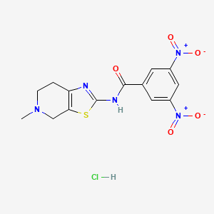 molecular formula C14H14ClN5O5S B2857256 N-(5-methyl-4,5,6,7-tetrahydrothiazolo[5,4-c]pyridin-2-yl)-3,5-dinitrobenzamide hydrochloride CAS No. 1330397-90-4