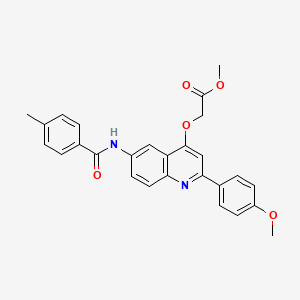molecular formula C27H24N2O5 B2857258 Methyl 2-((2-(4-methoxyphenyl)-6-(4-methylbenzamido)quinolin-4-yl)oxy)acetate CAS No. 1207058-63-6