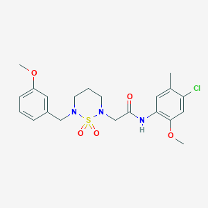 molecular formula C21H26ClN3O5S B2857272 N-(4-chloro-2-methoxy-5-methylphenyl)-2-(6-(3-methoxybenzyl)-1,1-dioxido-1,2,6-thiadiazinan-2-yl)acetamide CAS No. 946330-34-3