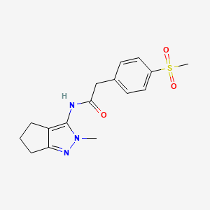 molecular formula C16H19N3O3S B2857273 2-(4-methanesulfonylphenyl)-N-{2-methyl-2H,4H,5H,6H-cyclopenta[c]pyrazol-3-yl}acetamide CAS No. 1203113-11-4