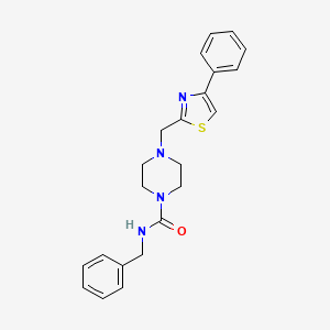 molecular formula C22H24N4OS B2857302 N-benzyl-4-[(4-phenyl-1,3-thiazol-2-yl)methyl]piperazine-1-carboxamide CAS No. 1105237-71-5