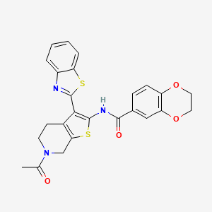 N-(6-acetyl-3-(benzo[d]thiazol-2-yl)-4,5,6,7-tetrahydrothieno[2,3-c]pyridin-2-yl)-2,3-dihydrobenzo[b][1,4]dioxine-6-carboxamide