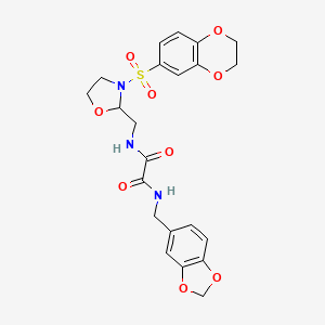 N1-(benzo[d][1,3]dioxol-5-ylmethyl)-N2-((3-((2,3-dihydrobenzo[b][1,4]dioxin-6-yl)sulfonyl)oxazolidin-2-yl)methyl)oxalamide