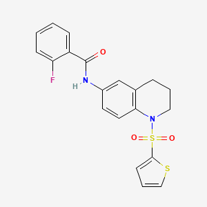 2-fluoro-N-(1-thiophen-2-ylsulfonyl-3,4-dihydro-2H-quinolin-6-yl)benzamide