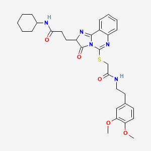 N-cyclohexyl-3-{5-[({[2-(3,4-dimethoxyphenyl)ethyl]carbamoyl}methyl)sulfanyl]-3-oxo-2H,3H-imidazo[1,2-c]quinazolin-2-yl}propanamide