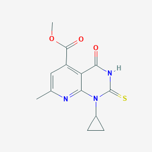 molecular formula C13H13N3O3S B2857344 Methyl 1-cyclopropyl-2-mercapto-7-methyl-4-oxo-1,4-dihydropyrido[2,3-d]pyrimidine-5-carboxylate CAS No. 938012-31-8