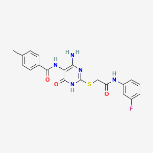 N-(4-amino-2-((2-((3-fluorophenyl)amino)-2-oxoethyl)thio)-6-oxo-1,6-dihydropyrimidin-5-yl)-4-methylbenzamide